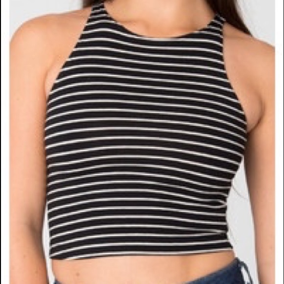 AMERICAN APPAREL BLACK AND WHITE CROP TOP - Picture 2 of 5